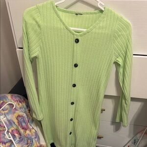 Green Ribbed Button down dress